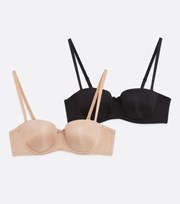 New Look 2 Pack Mink and Black Strapless Bras